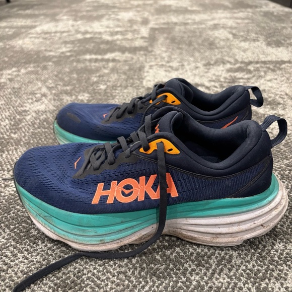 Hoka One One Bondi 8 Navy Aqua Athletic Running Shoes Womens U.S. 7.5 - Picture 3 of 6